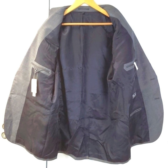 Tollegno 1900 J.Crew Crosby Gray Charcoal Wool Suit Jacket Modern luxury Sz.46r - Picture 4 of 12